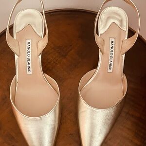 Manolo Blahnik Gold Heels with D'Orsay Design